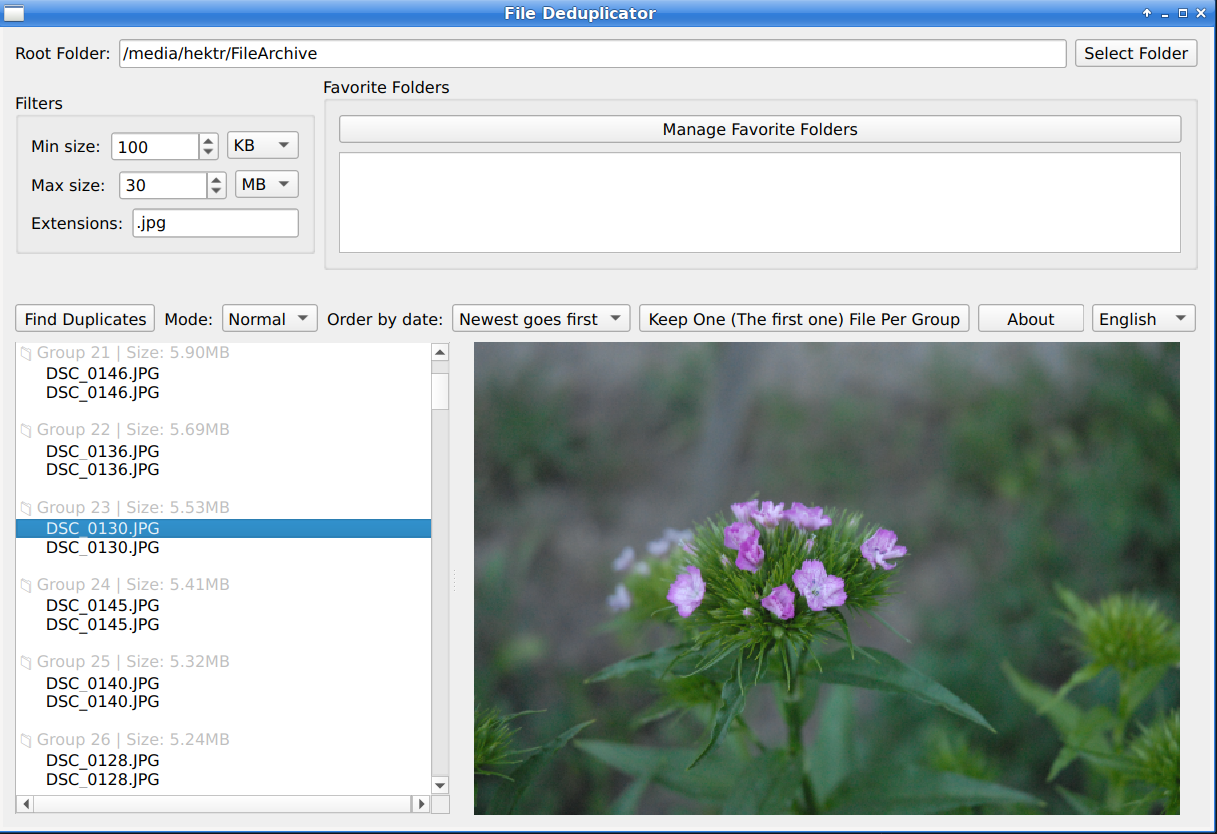 Main window with scan results